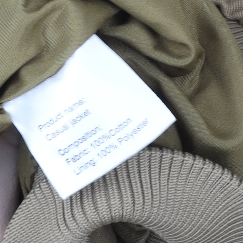 Outdoor Jacket Men's Beige Medium Military Style Cotton Zip Jacket