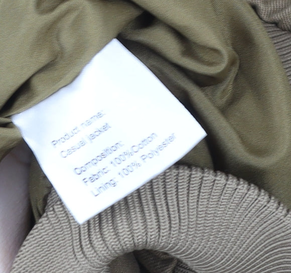 Outdoor Jacket Men's Beige Medium Military Style Cotton Zip Jacket