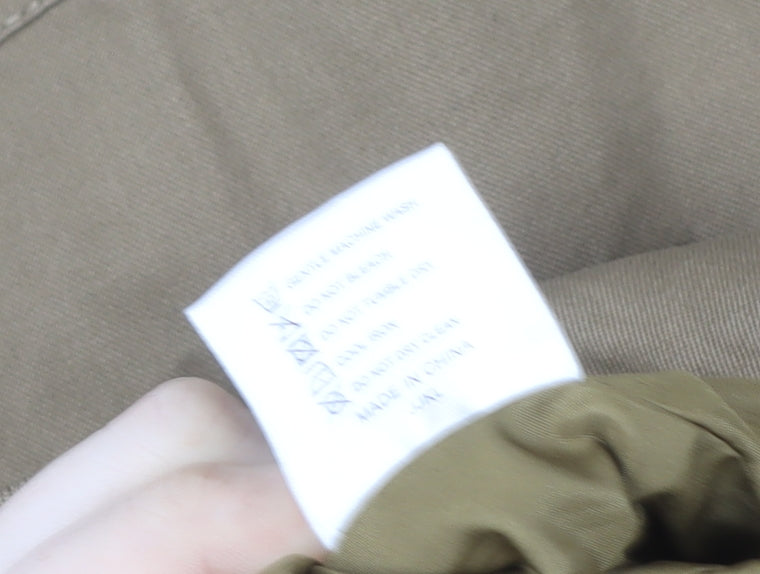 Outdoor Jacket Men's Beige Medium Military Style Cotton Zip Jacket