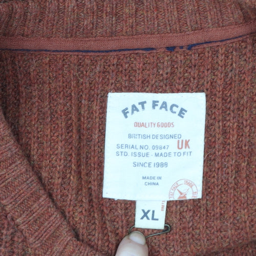 Fat Face Men’s Brown XL Cotton Wool Crew Neck Jumper