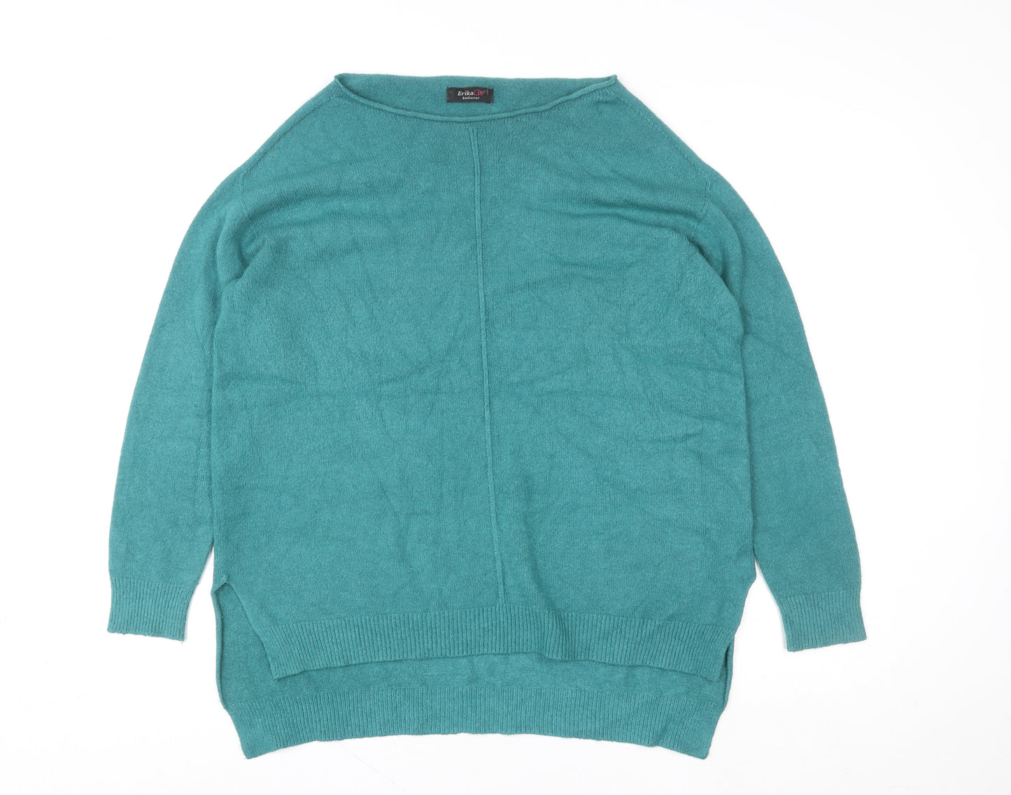 Erika Cavallini Women’s Teal Pullover Knit Tunic Jumper Size M Wool Blend