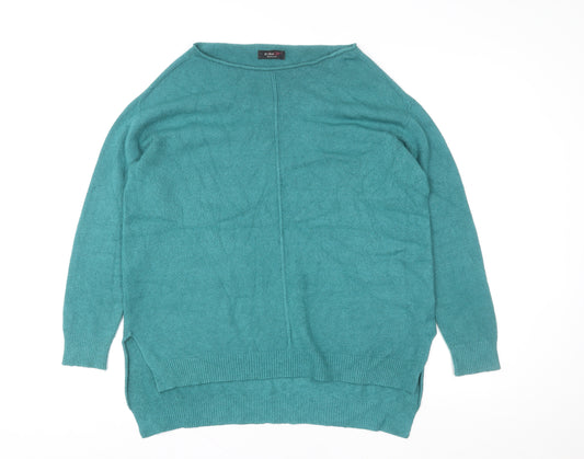 Erika Cavallini Women’s Teal Pullover Knit Tunic Jumper Size M Wool Blend
