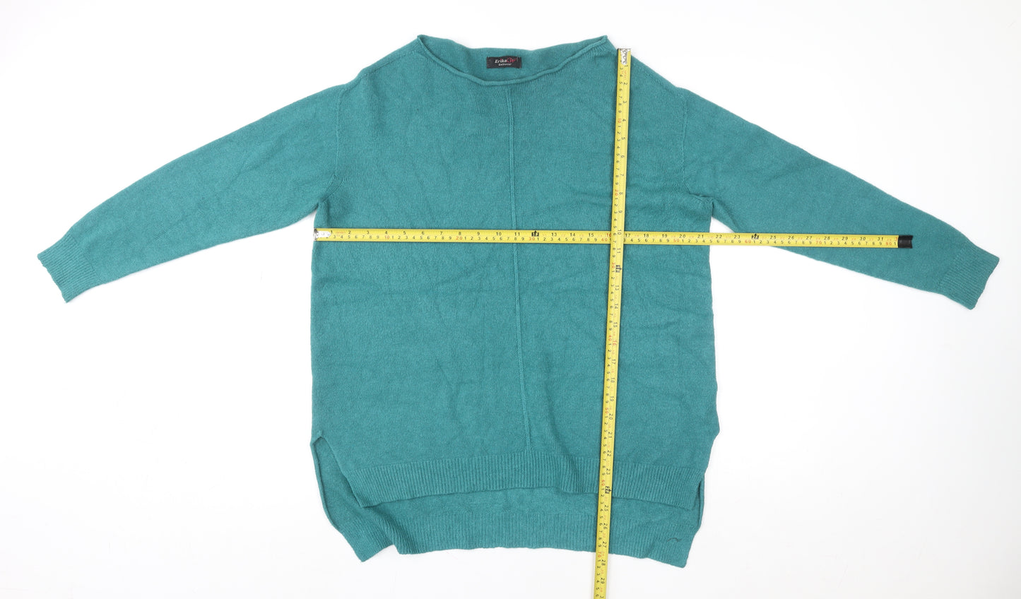 Erika Cavallini Women’s Teal Pullover Knit Tunic Jumper Size M Wool Blend