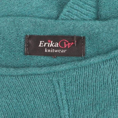 Erika Cavallini Women’s Teal Pullover Knit Tunic Jumper Size M Wool Blend
