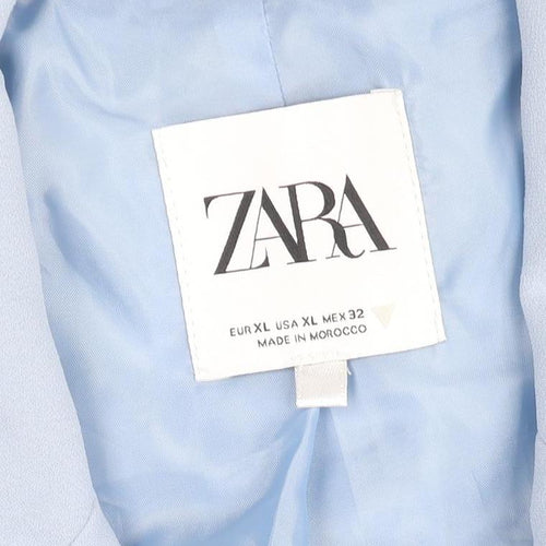 Zara Women Blue Double-Breasted Tailored Blazer Jacket Size XL