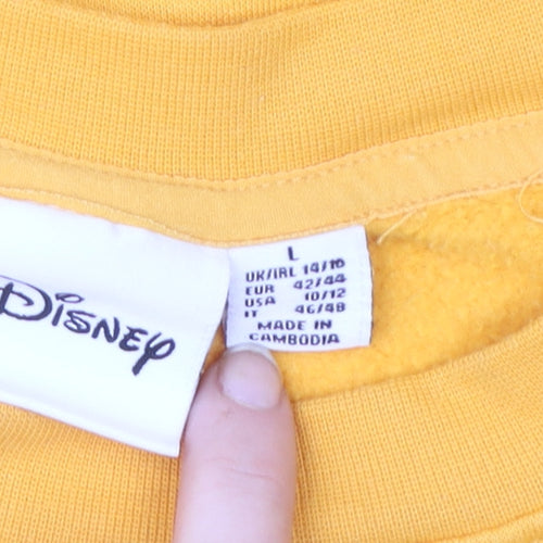Disney Women Yellow Mickey & Co Sweatshirt Size L Cotton Fleece