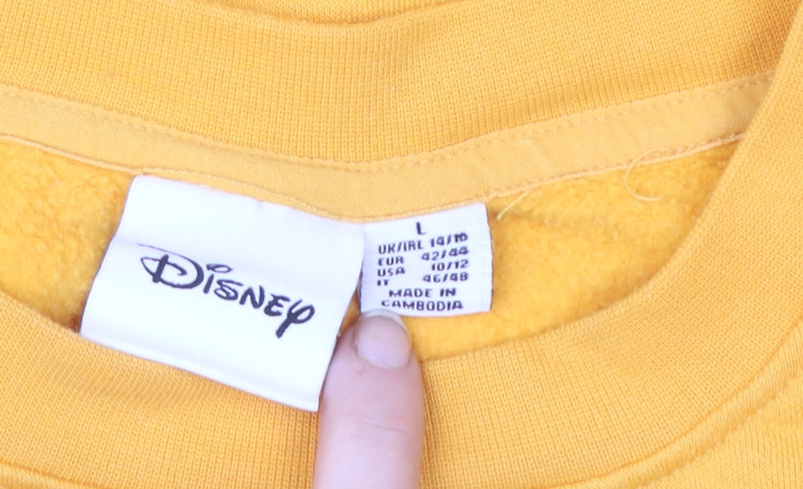 Disney Women Yellow Mickey & Co Sweatshirt Size L Cotton Fleece