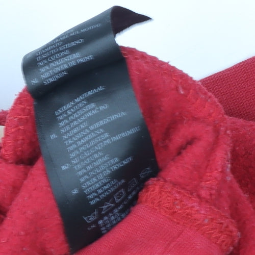 Monki Women Red Cotton Blend Crew Neck Christmas Sweatshirt Size 12