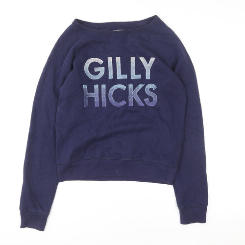 Gilly Hicks by Hollister Women's Navy Pullover Sweatshirt XS Raglan Fit