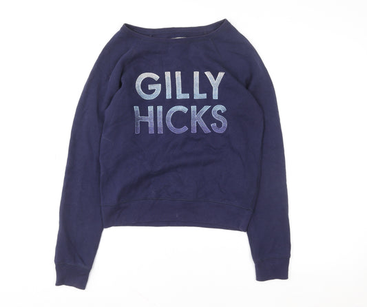 Gilly Hicks by Hollister Women's Navy Pullover Sweatshirt XS Raglan Fit
