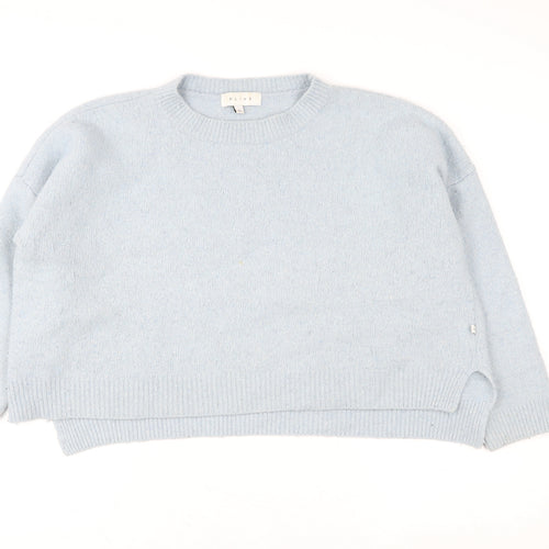 Olive Women Blue Wool Blend Crew Neck Pullover Jumper M