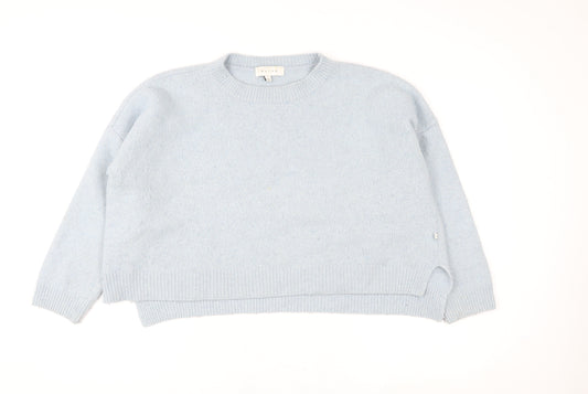 Olive Women Blue Wool Blend Crew Neck Pullover Jumper M