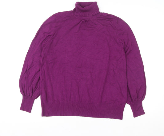 Marks and Spencer Women Dark Pink Roll Neck Long Sleeve Sweater UK 22