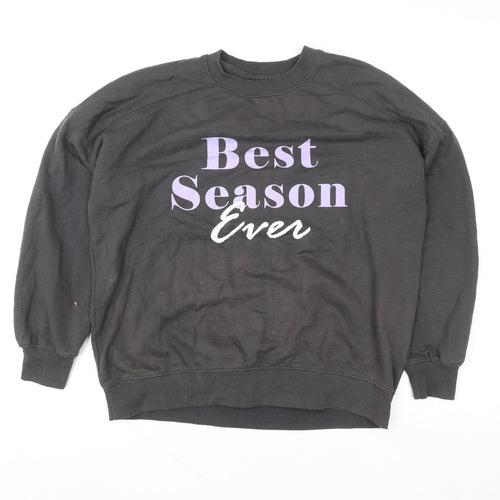 Lefties Women Black Cotton Blend Pullover Sweatshirt Size 12 'Best Season Ever'