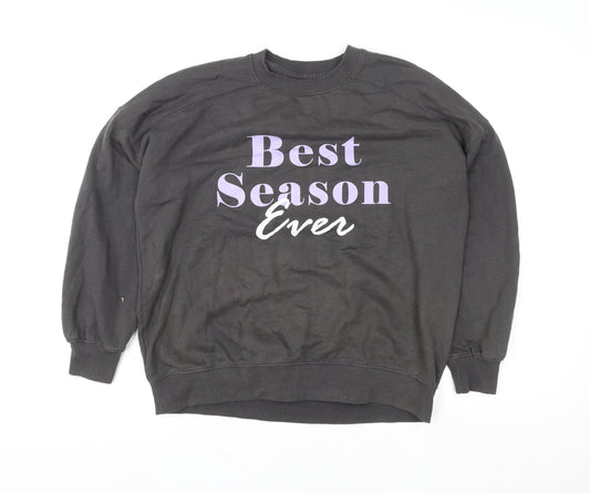Lefties Women Black Cotton Blend Pullover Sweatshirt Size 12 'Best Season Ever'