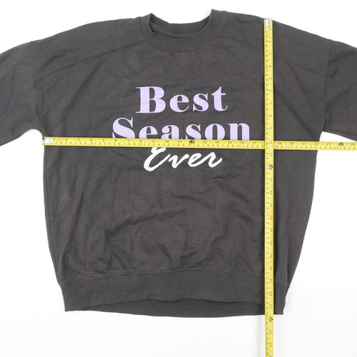 Lefties Women Black Cotton Blend Pullover Sweatshirt Size 12 'Best Season Ever'