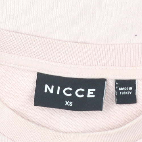 NICCE Womens Pink XS Pullover Sweatshirt 100% Cotton Crew Neck