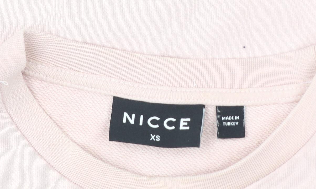 NICCE Womens Pink XS Pullover Sweatshirt 100% Cotton Crew Neck