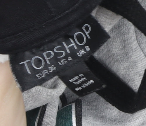 Topshop Women Grey New York Cropped Hoodie Size 8 Cotton Blend