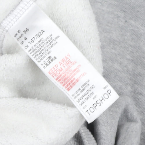 Topshop Women Grey New York Cropped Hoodie Size 8 Cotton Blend