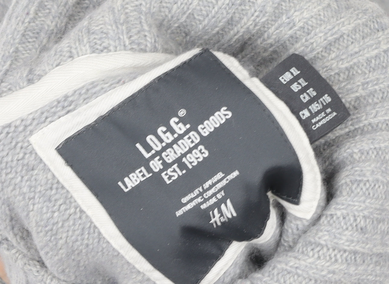 H&M L.O.G.G. Grey Wool Blend Henley Jumper Women’s Size L