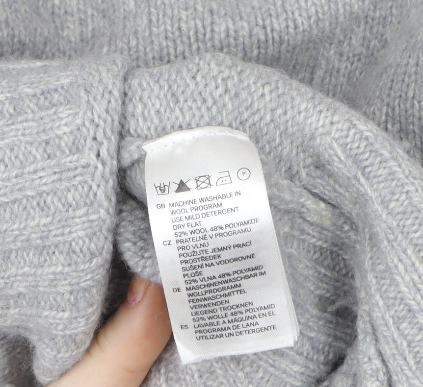 H&M L.O.G.G. Grey Wool Blend Henley Jumper Women’s Size L