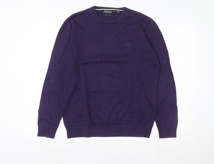 Maine New England Women's Purple Crew Neck Cotton Pullover Sweatshirt S