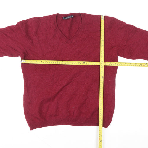 Woolovers Women Red XL V-Neck Merino Wool Pullover Jumper