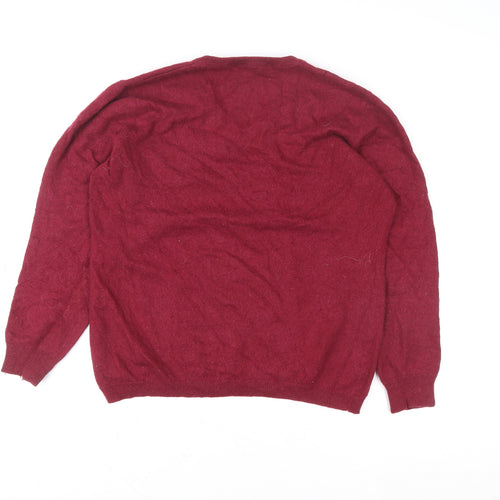 Woolovers Women Red XL V-Neck Merino Wool Pullover Jumper