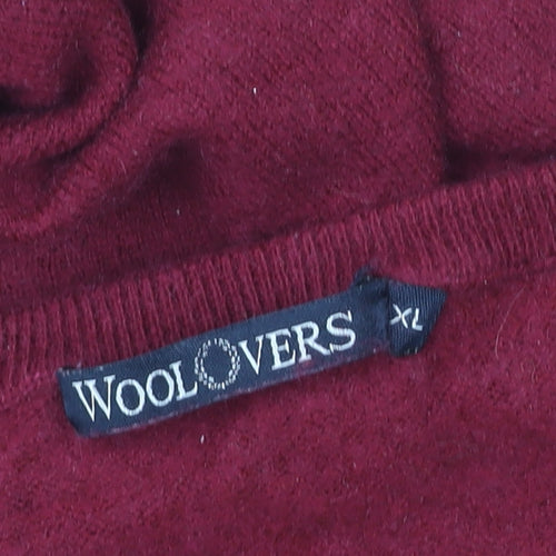 Woolovers Women Red XL V-Neck Merino Wool Pullover Jumper