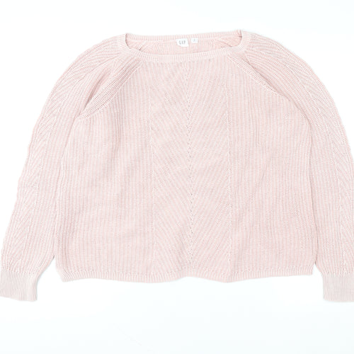 GAP Women Pink Knitted Pullover Sweater Medium Cotton Blend