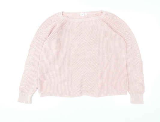GAP Women Pink Knitted Pullover Sweater Medium Cotton Blend