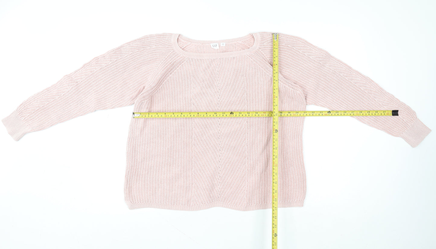GAP Women Pink Knitted Pullover Sweater Medium Cotton Blend
