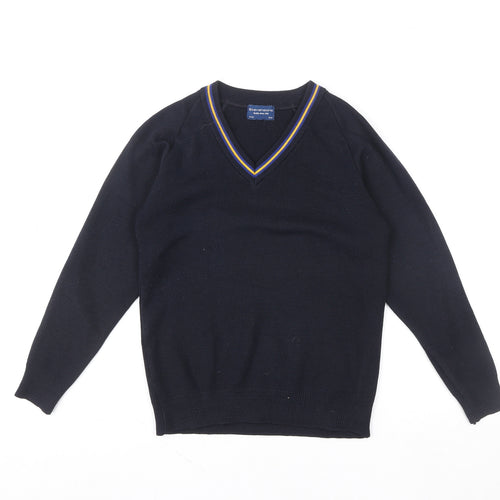 Stevensons Boys Black V-Neck School Knitted Acrylic Pullover 32in