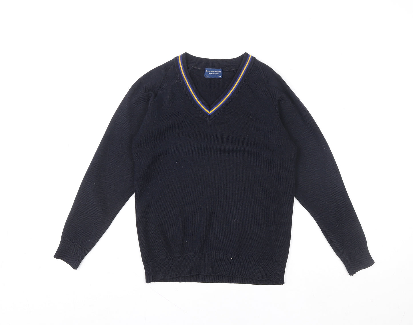 Stevensons Boys Black V-Neck School Knitted Acrylic Pullover 32in