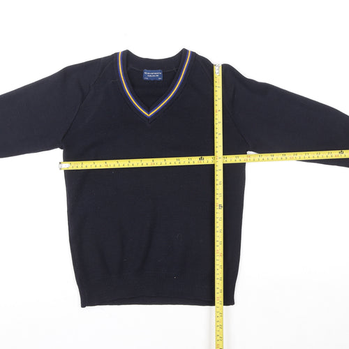 Stevensons Boys Black V-Neck School Knitted Acrylic Pullover 32in