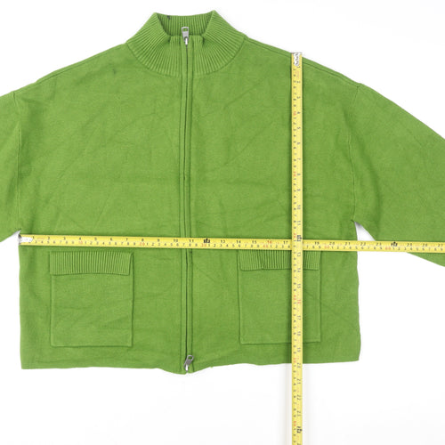 Marks and Spencer Women Green Full Zip Wool Blend Cardigan L
