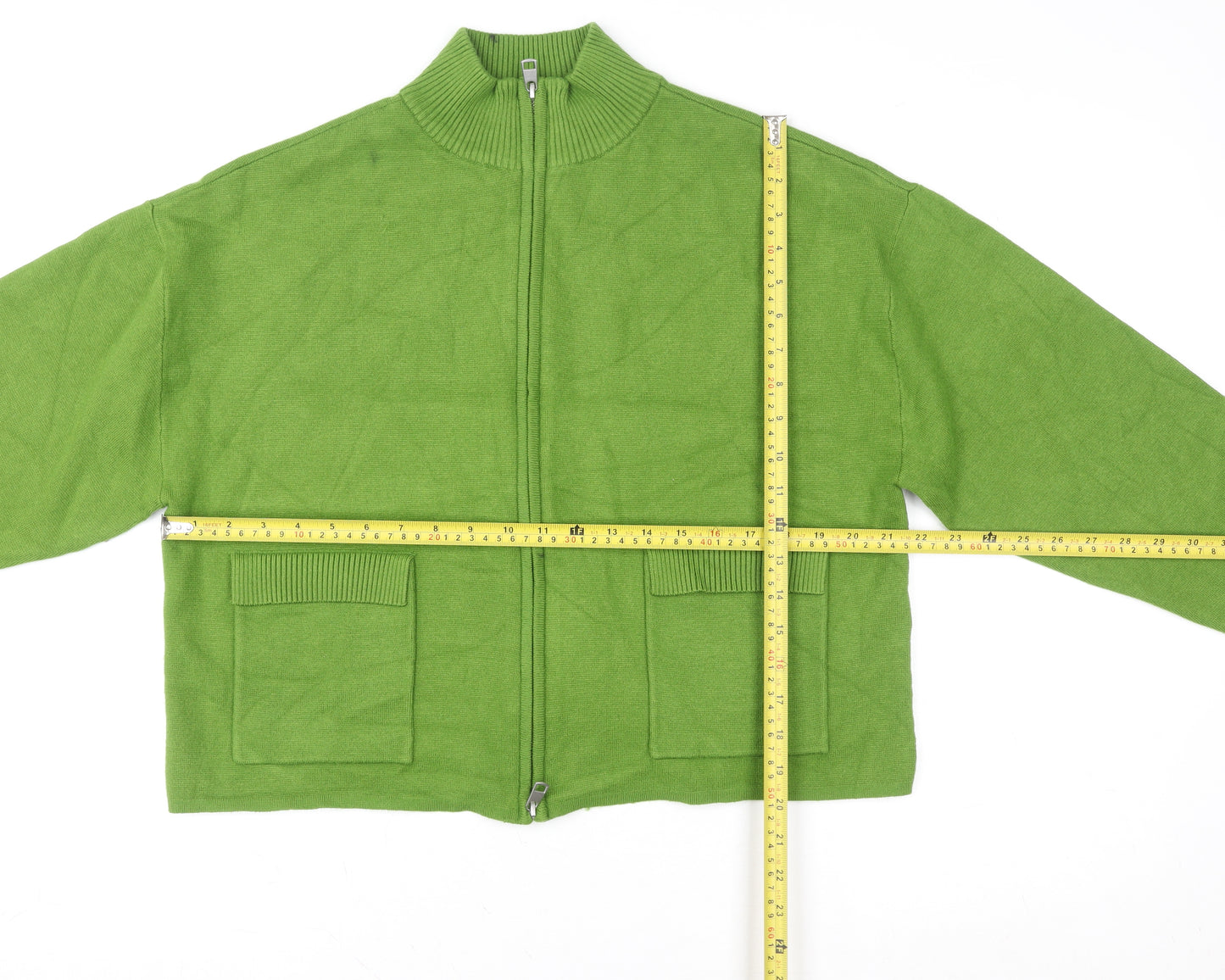 Marks and Spencer Women Green Full Zip Wool Blend Cardigan L