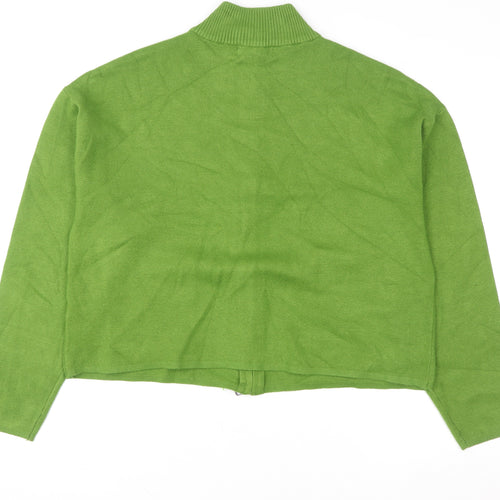 Marks and Spencer Women Green Full Zip Wool Blend Cardigan L