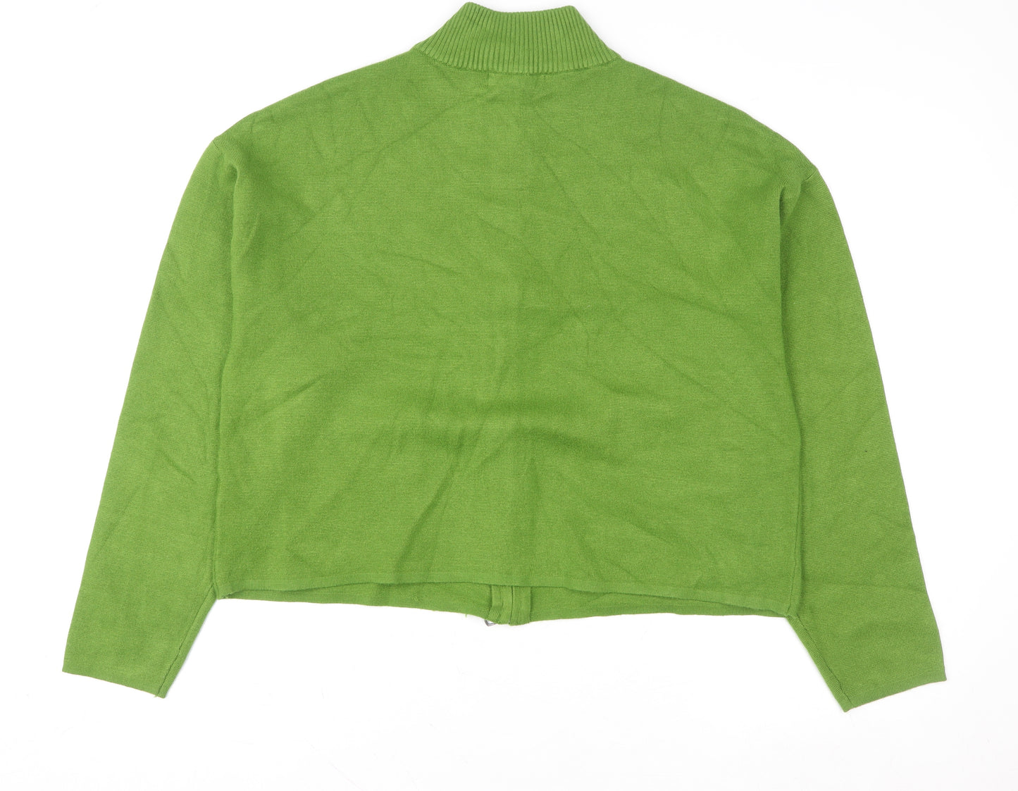 Marks and Spencer Women Green Full Zip Wool Blend Cardigan L