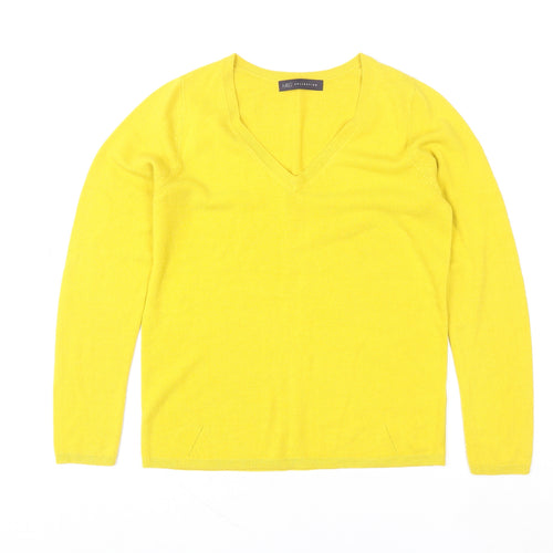 Marks and Spencer Women Yellow V-Neck Pullover Sweater UK 10