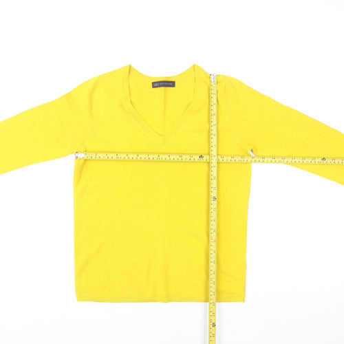 Marks and Spencer Women Yellow V-Neck Pullover Sweater UK 10