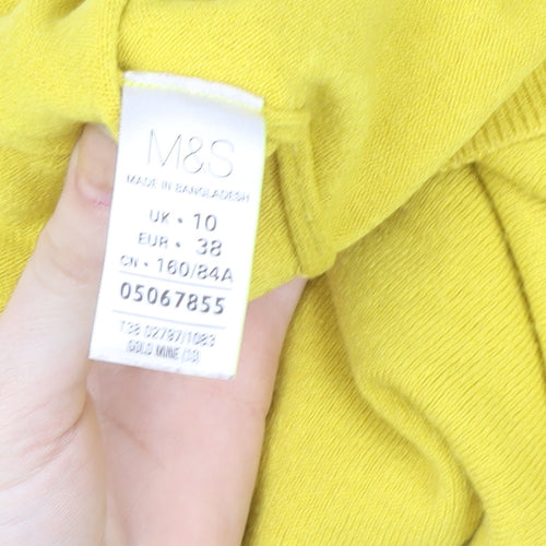 Marks and Spencer Women Yellow V-Neck Pullover Sweater UK 10