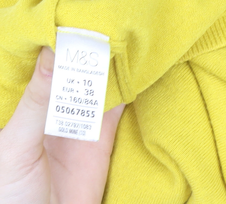 Marks and Spencer Women Yellow V-Neck Pullover Sweater UK 10