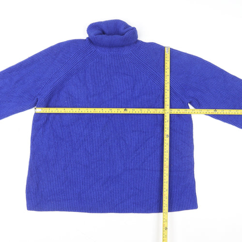 Marks and Spencer Women Blue Roll Neck Ribbed Knit Pullover Sweater M