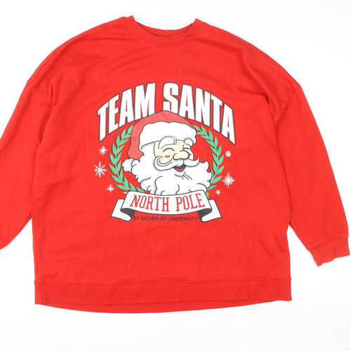 F&F Women’s Red Christmas Santa Graphic Sweatshirt XL
