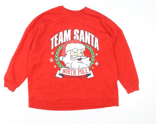 F&F Women’s Red Christmas Santa Graphic Sweatshirt XL