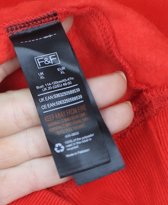 F&F Women’s Red Christmas Santa Graphic Sweatshirt XL