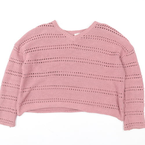 Thought Women Pink Organic Cotton Knitted Pullover Sweater Size 12