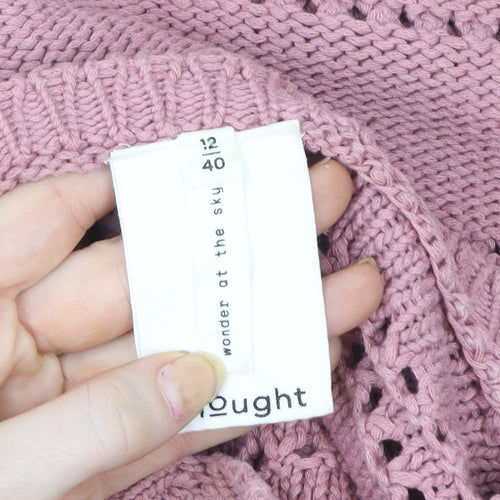Thought Women Pink Organic Cotton Knitted Pullover Sweater Size 12
